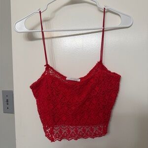 Zara Red Lace Crop Top